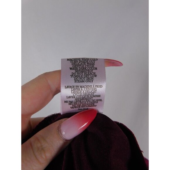 Altar'd State Shirt Womens Small Burgundy Crushed Velvet Short Ruffle Sleeve Top - Picture 10 of 10